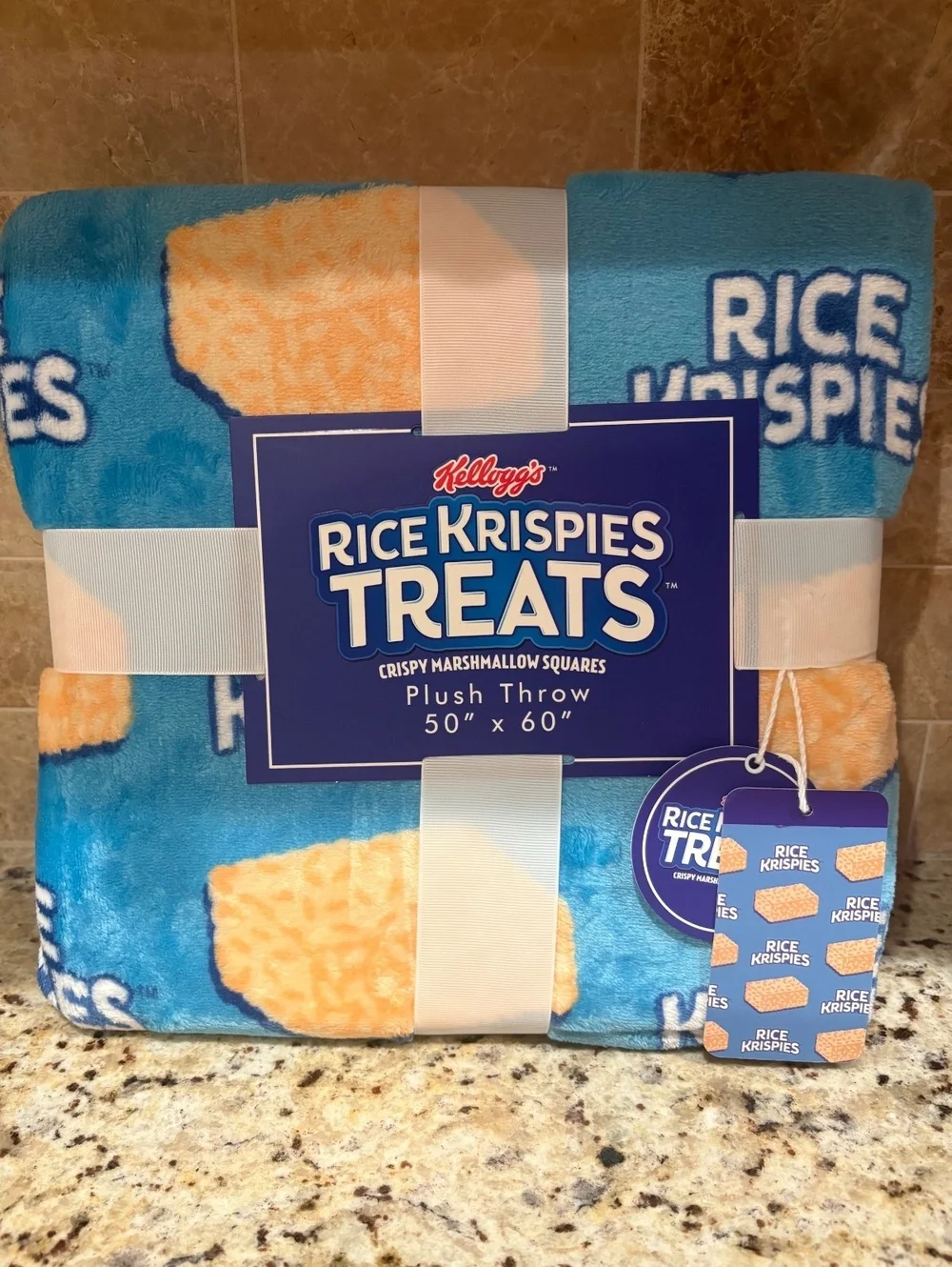 Kellogg’s Rice Krispies Treats Plush Throw Blanket 50 x 60 Blue Fleece New